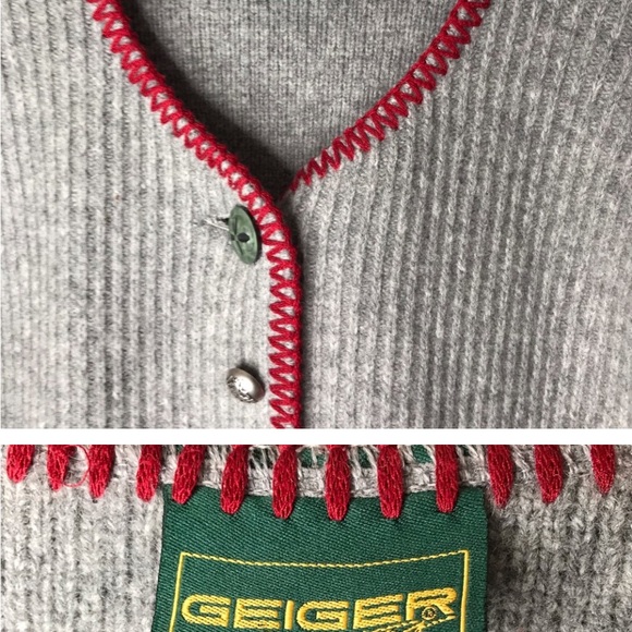 Geiger of Austria Wool Jacket Austrian Wool Sweater Cardigan Grey Multi Button - Picture 3 of 13